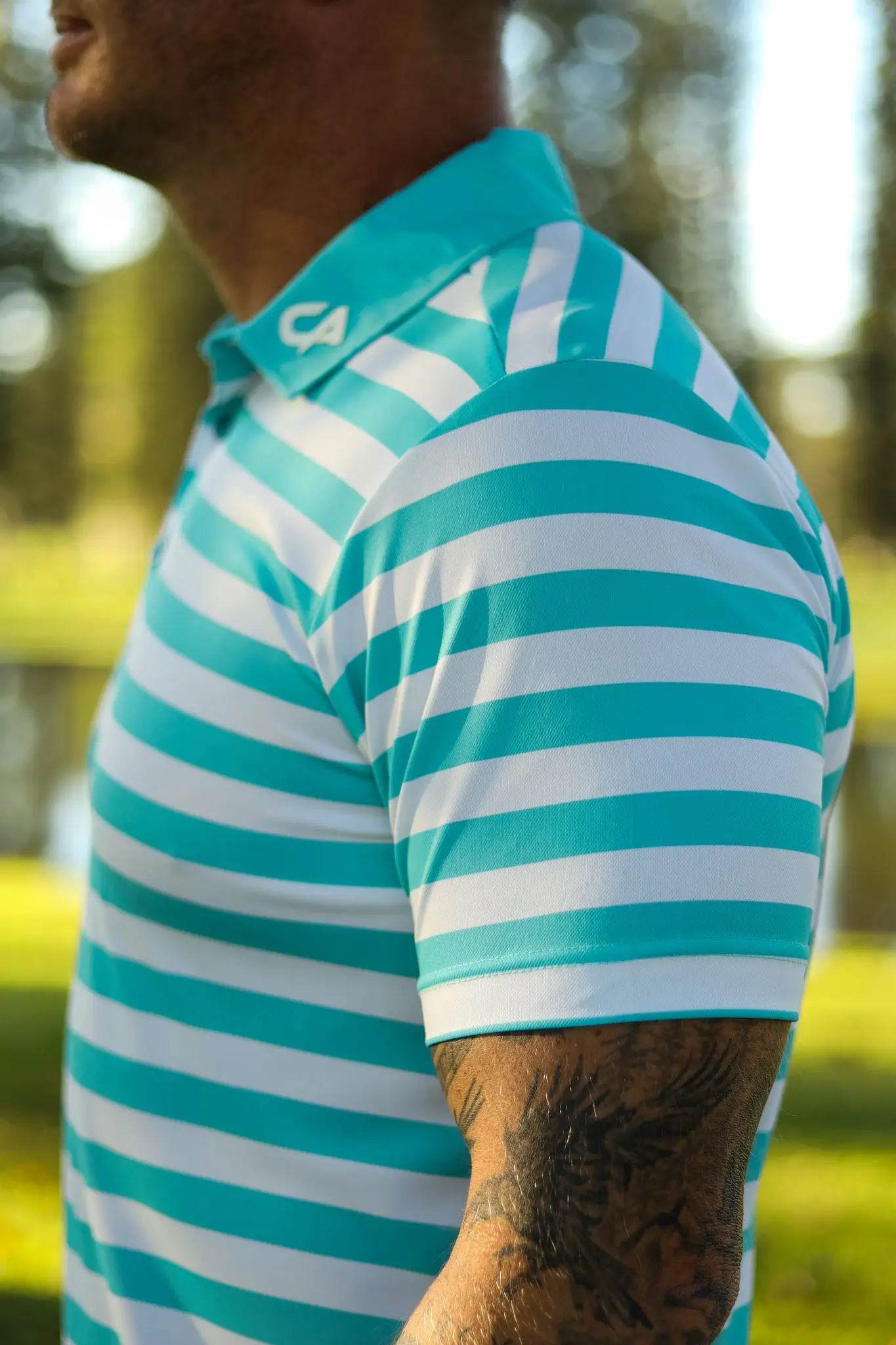 CA STRIPED GOLF SHIRTS | TURQUOISE - Image 3