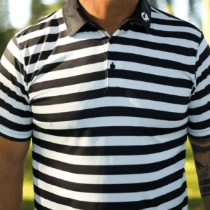 CA STRIPED GOLF SHIRTS | BLACK