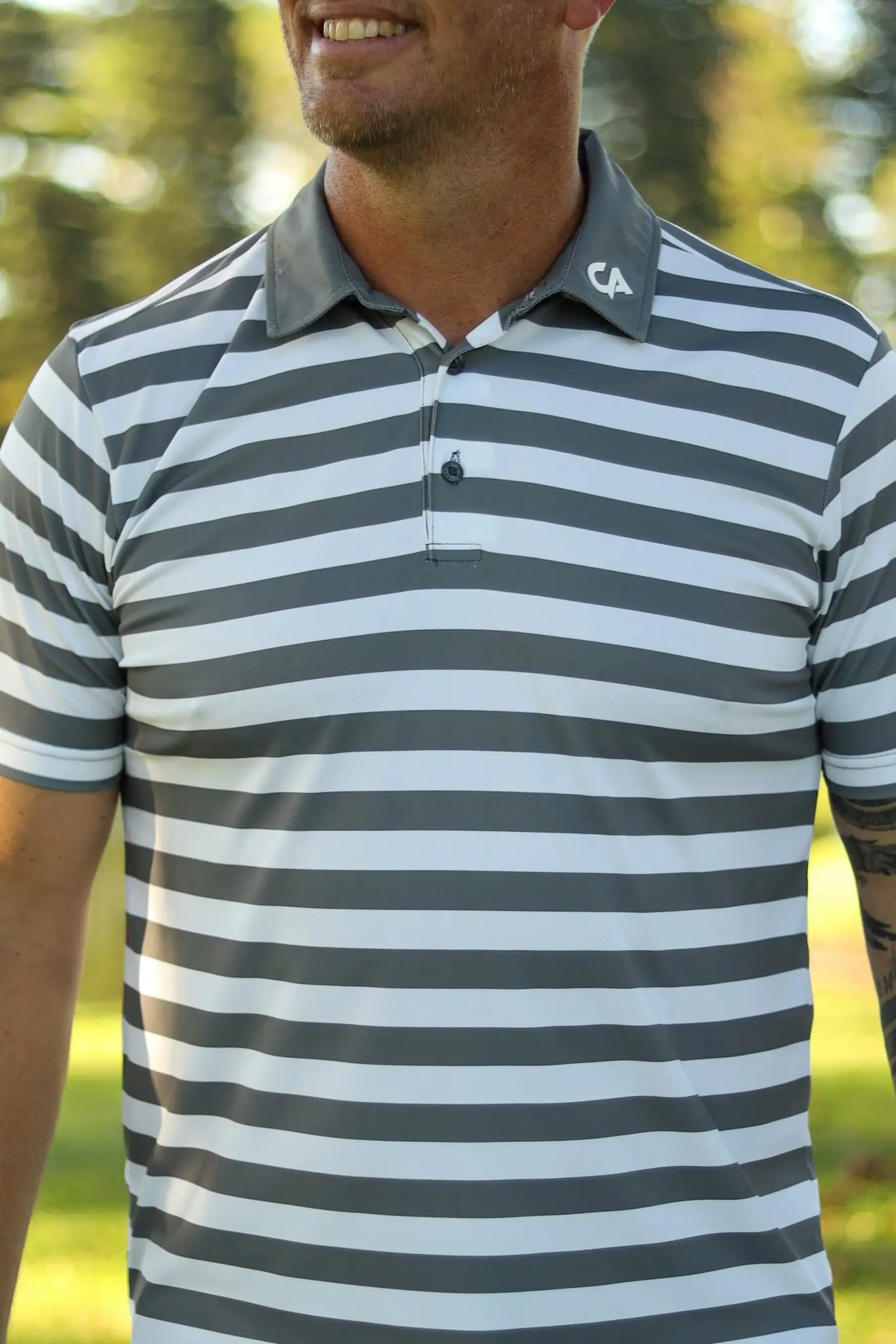 CA STRIPED GOLF SHIRTS | GREY