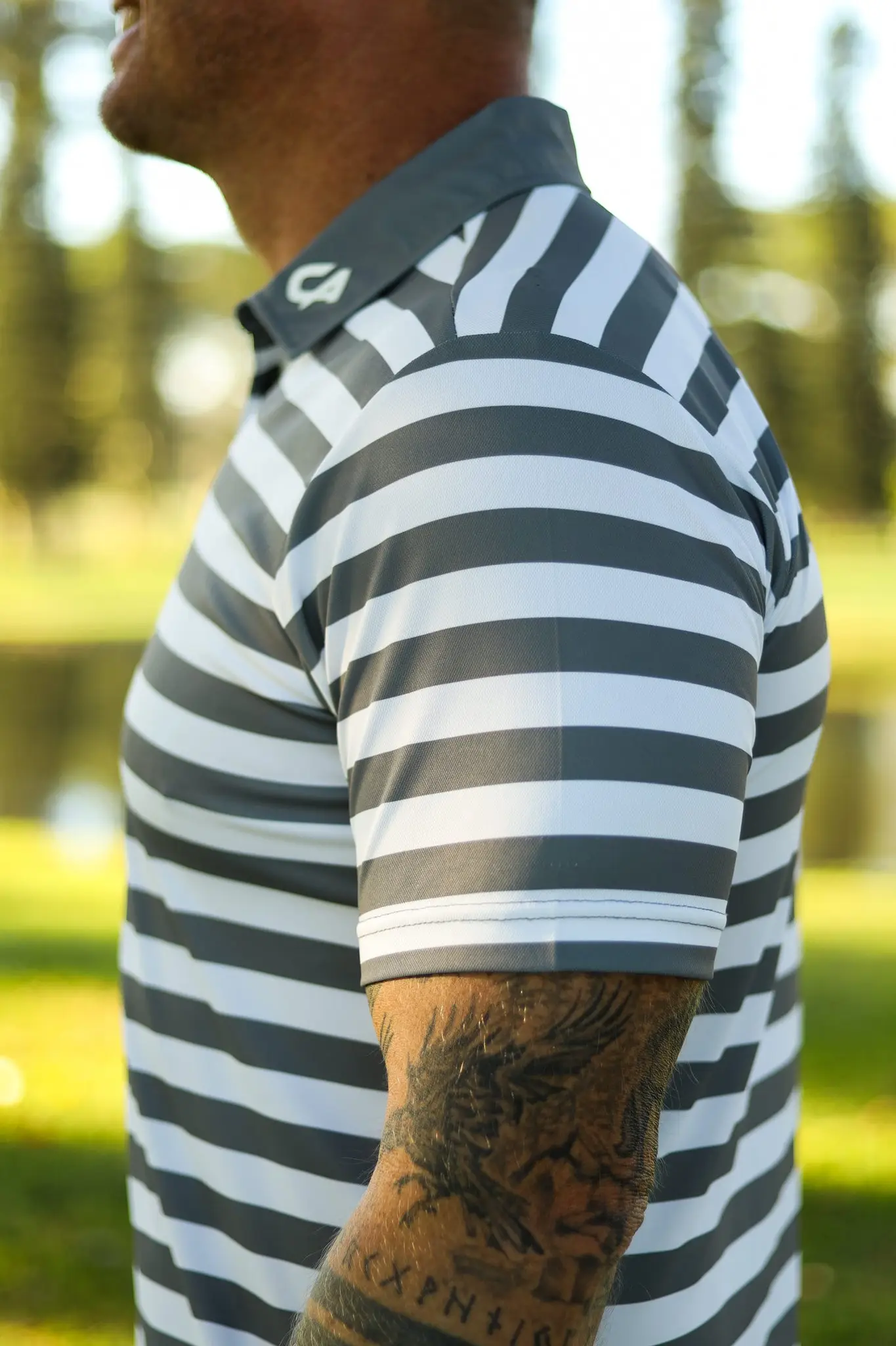 CA STRIPED GOLF SHIRTS | GREY - Image 2
