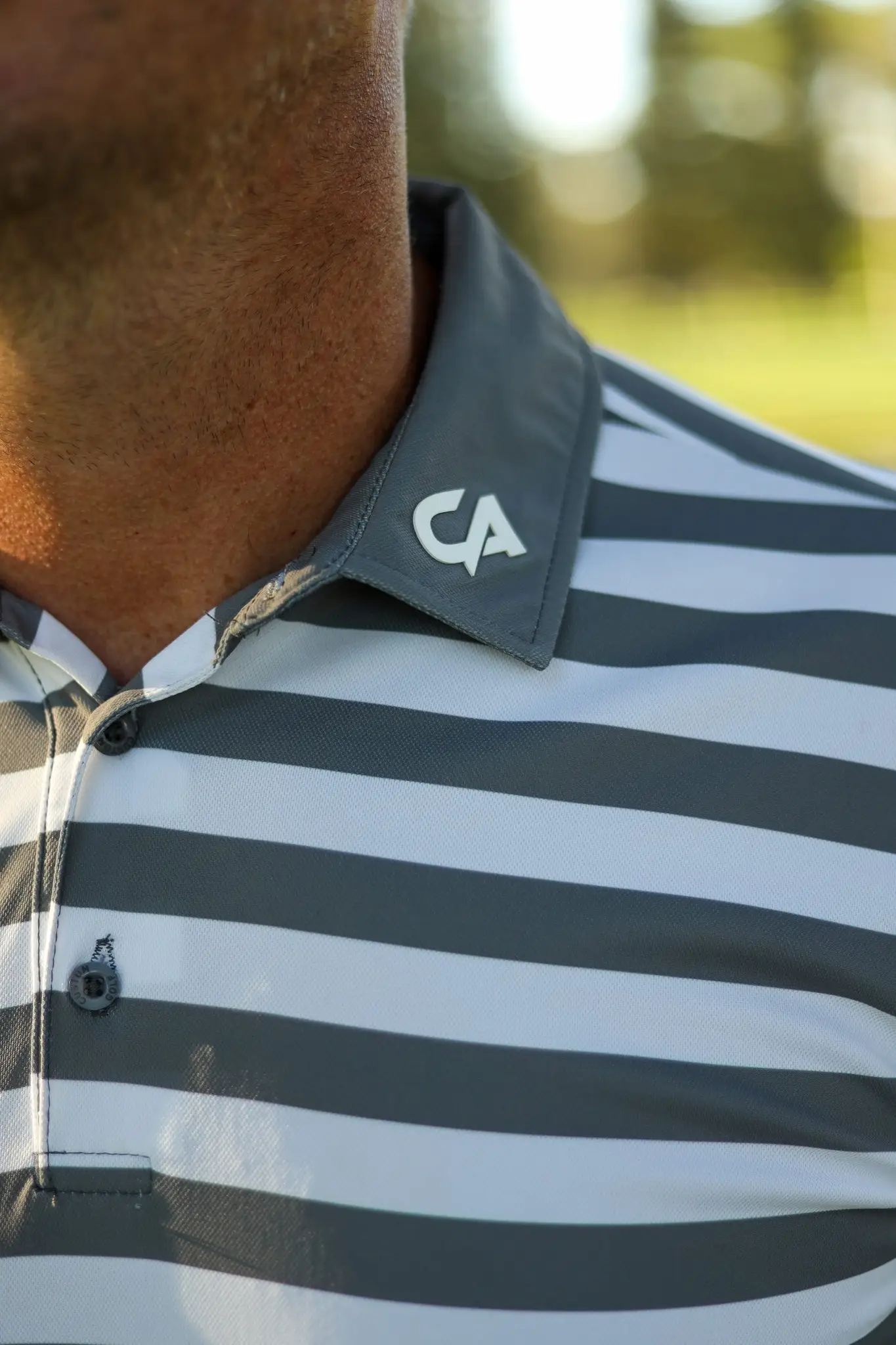 CA STRIPED GOLF SHIRTS | GREY - Image 3