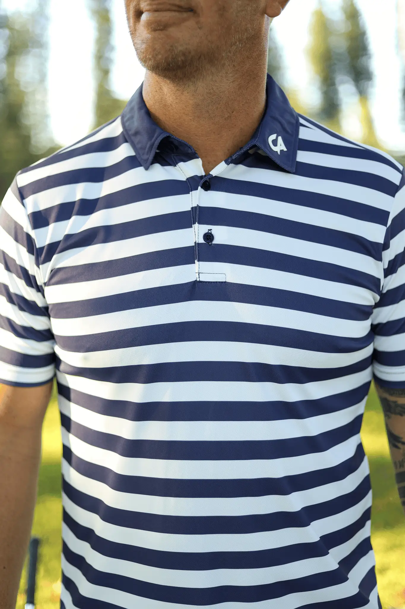CA STRIPED GOLF SHIRTS | NAVY