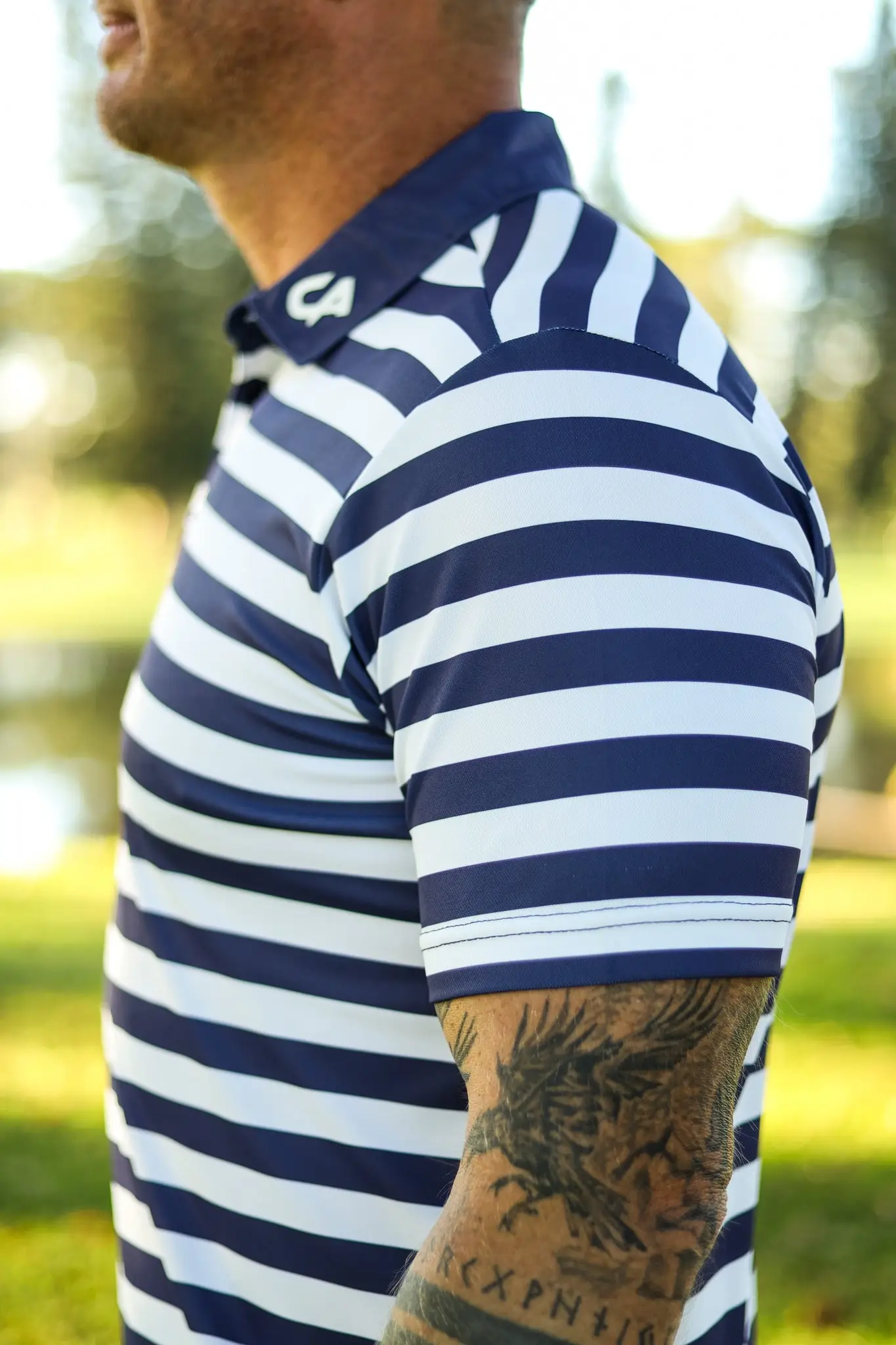 CA STRIPED GOLF SHIRTS | NAVY - Image 3