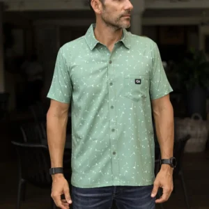 CA Mens Button-Up | Olive Aces