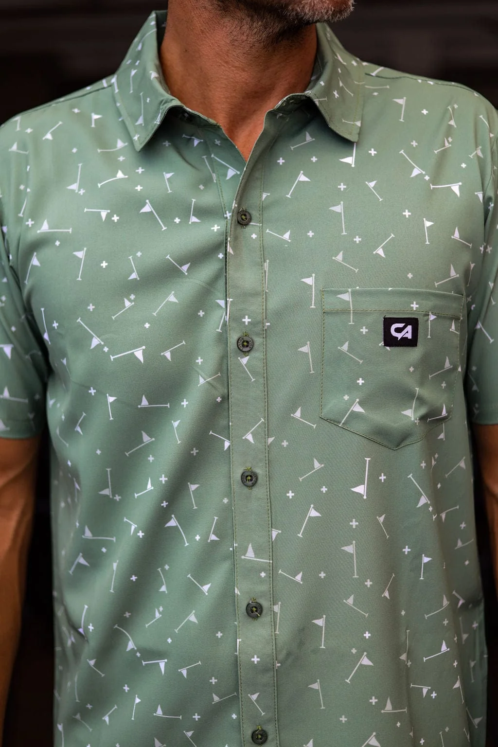 CA Mens Button-Up | Olive Aces - Image 5