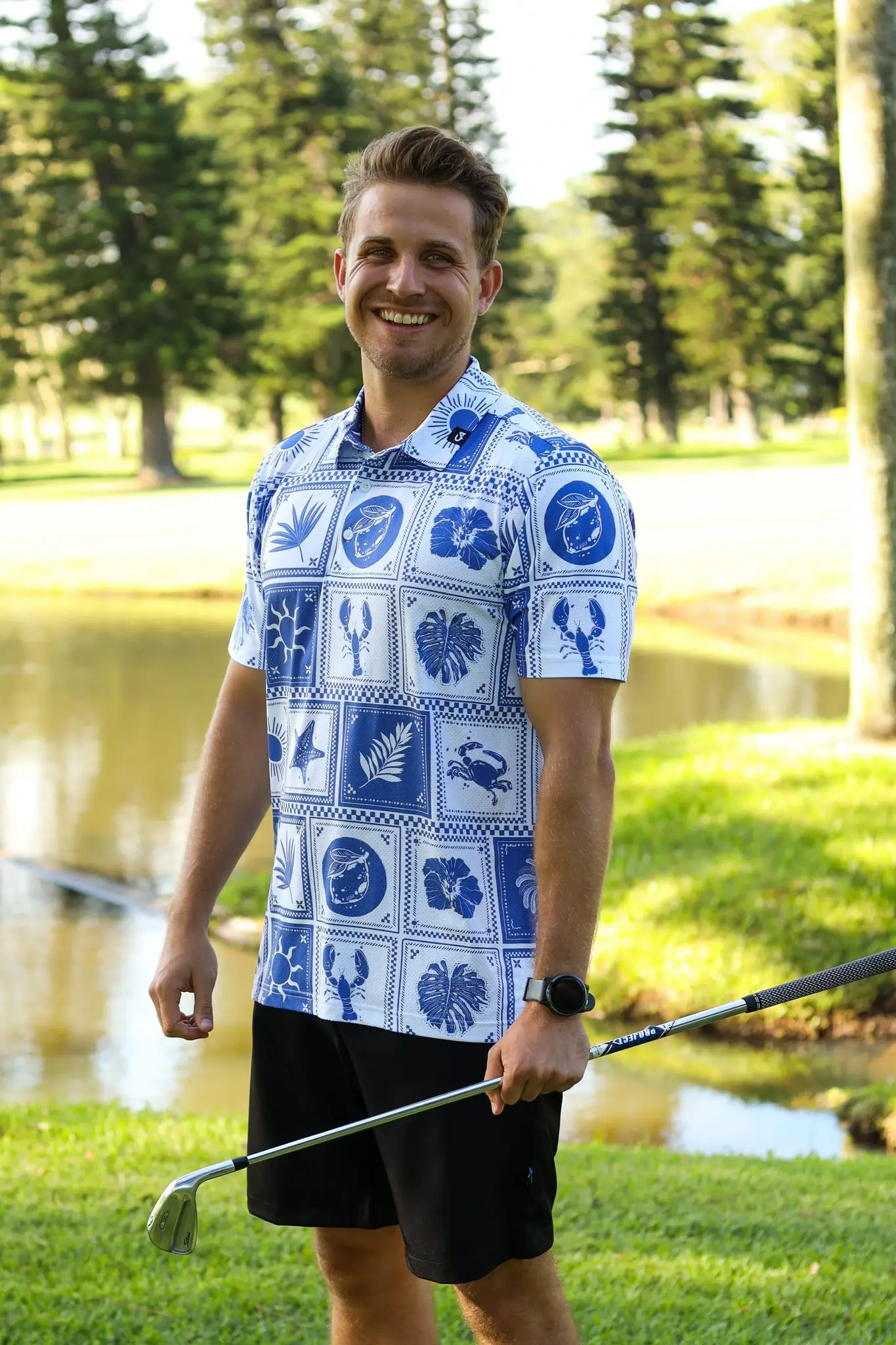 CA Airdry Golf Shirt | Greek Tiles - Image 3