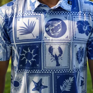 CA Airdry Golf Shirt | Greek Tiles