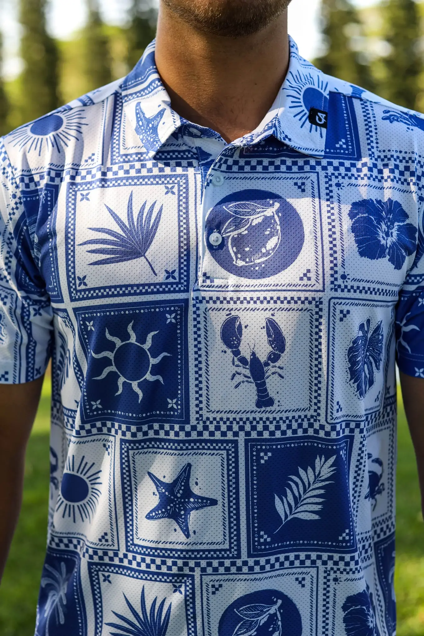 CA Airdry Golf Shirt | Greek Tiles