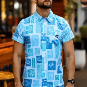 CA Mens Button - Up | Tropical Vacation
