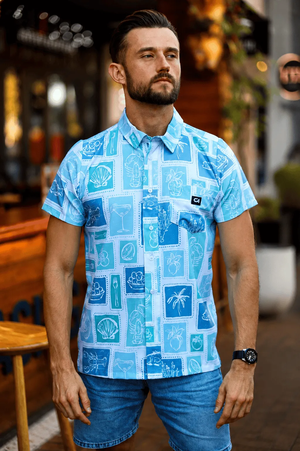 CA Mens Button - Up | Tropical Vacation