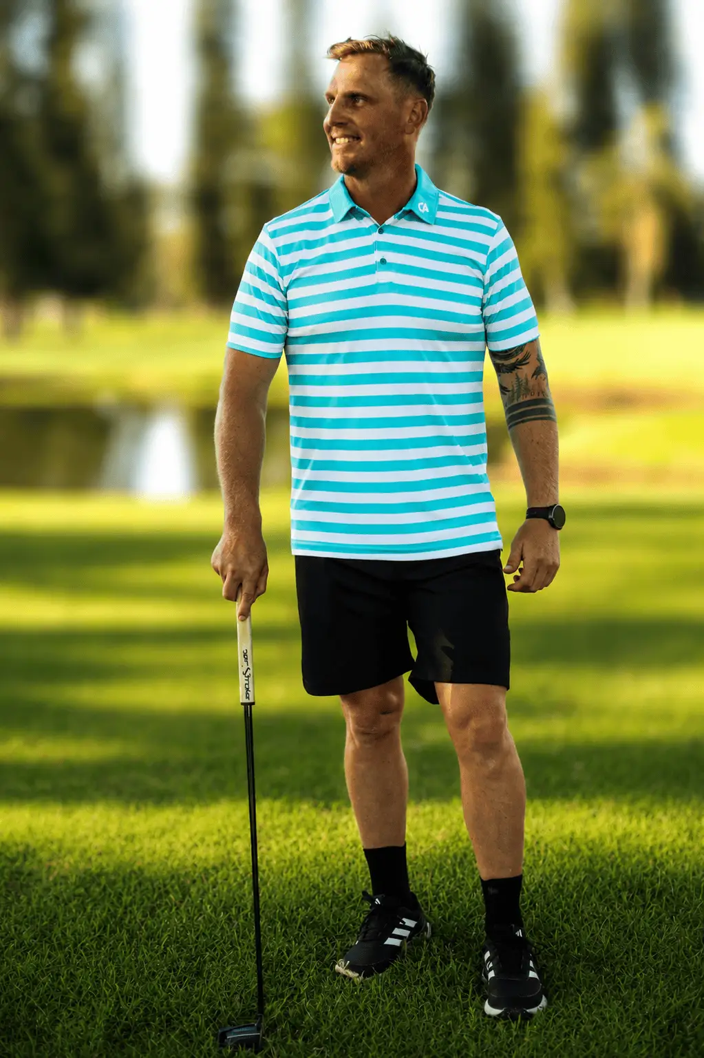 CA STRIPED GOLF SHIRTS | TURQUOISE - Image 4