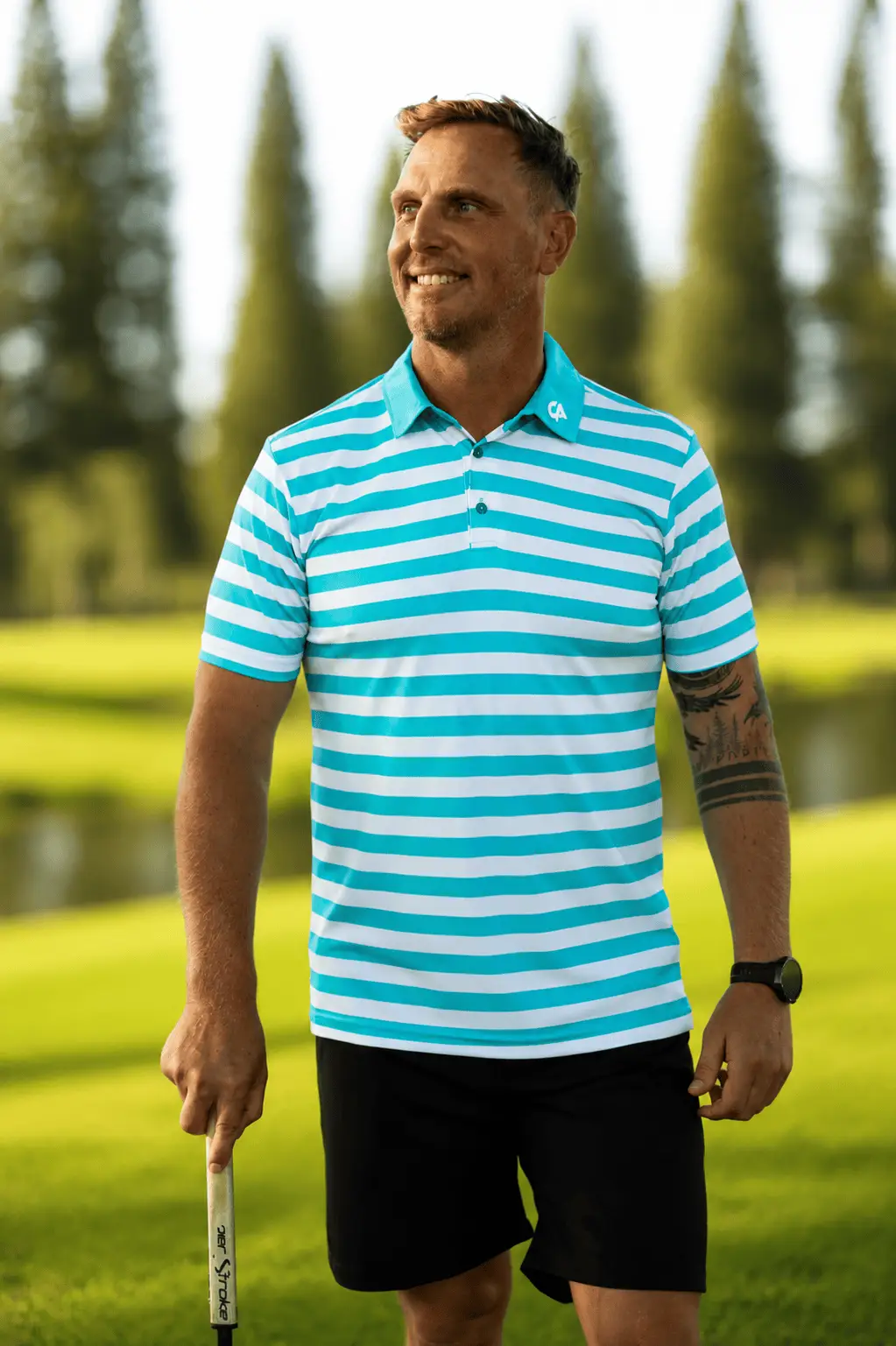 CA STRIPED GOLF SHIRTS | TURQUOISE - Image 5