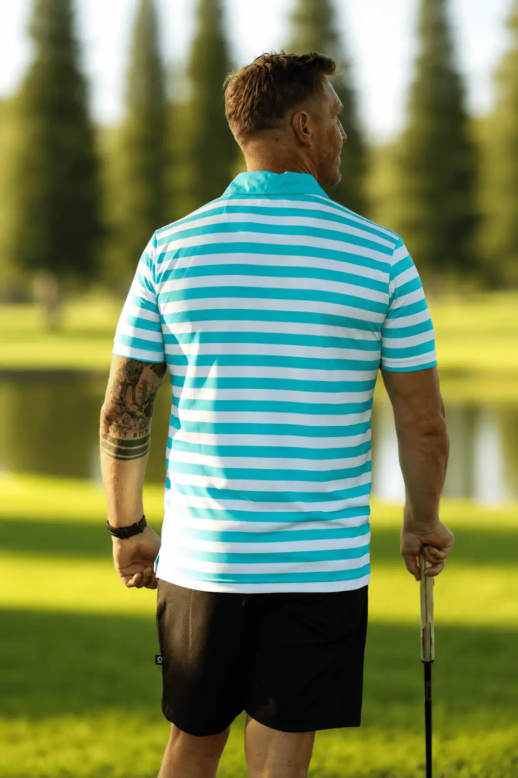 CA STRIPED GOLF SHIRTS | TURQUOISE - Image 6