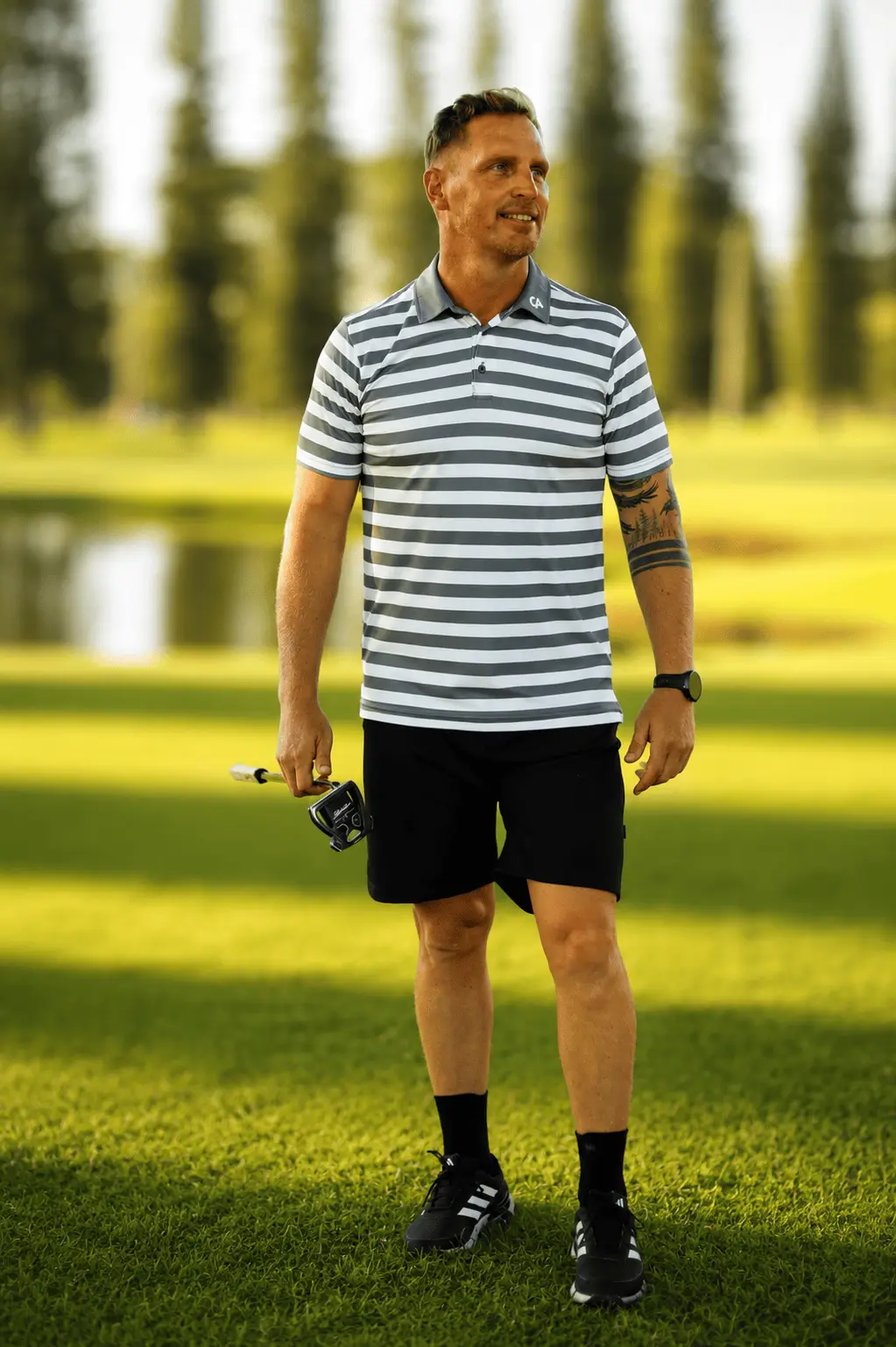 CA STRIPED GOLF SHIRTS | GREY - Image 4