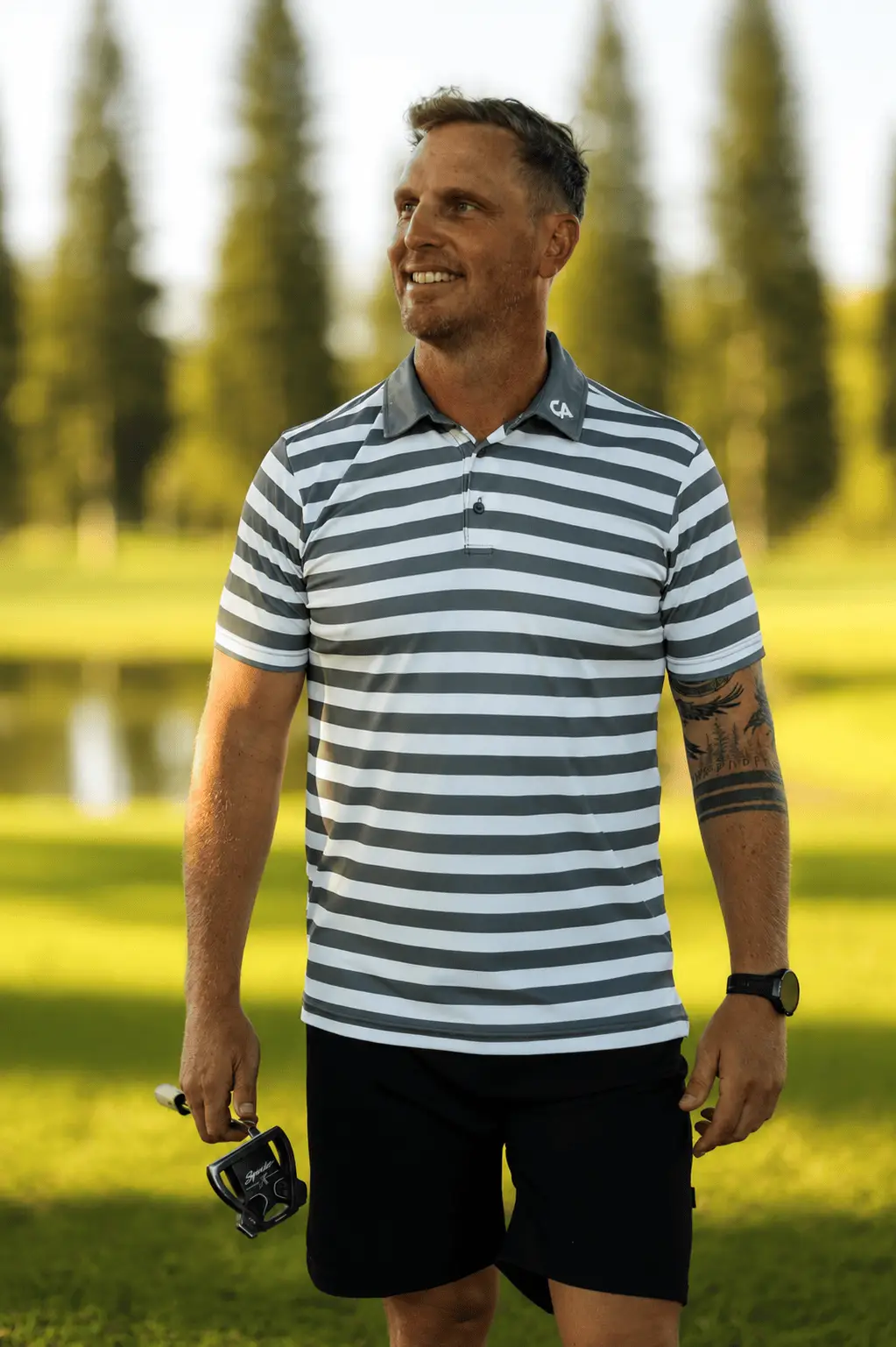 CA STRIPED GOLF SHIRTS | GREY - Image 5