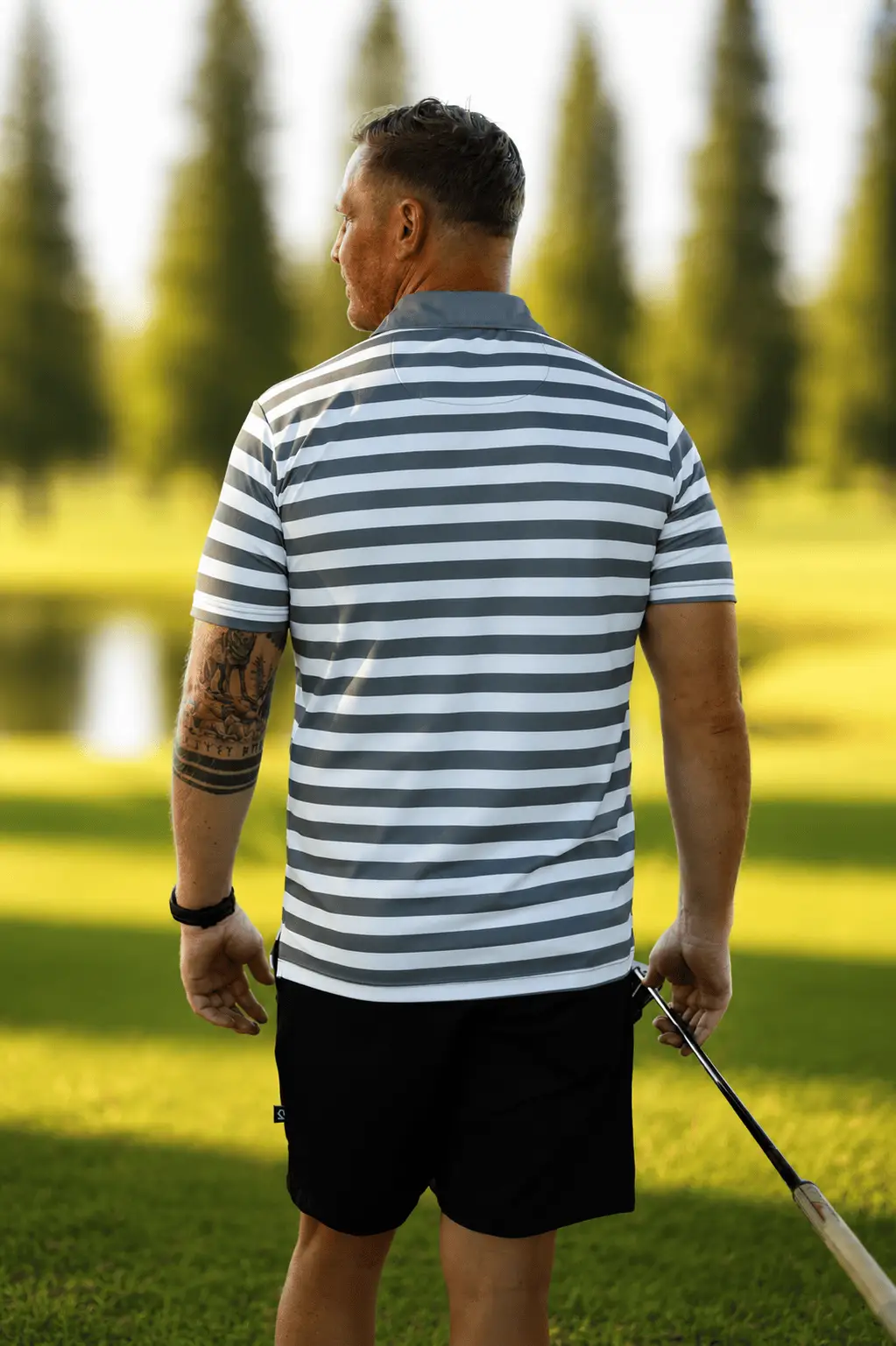 CA STRIPED GOLF SHIRTS | GREY - Image 6