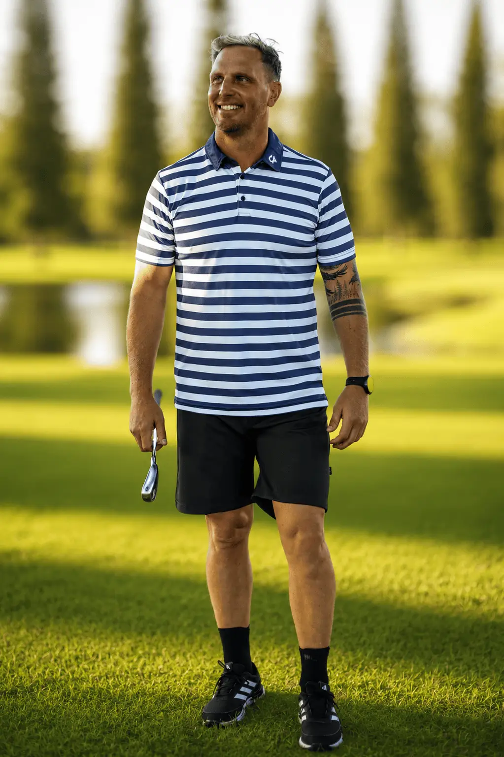 CA STRIPED GOLF SHIRTS | NAVY - Image 4