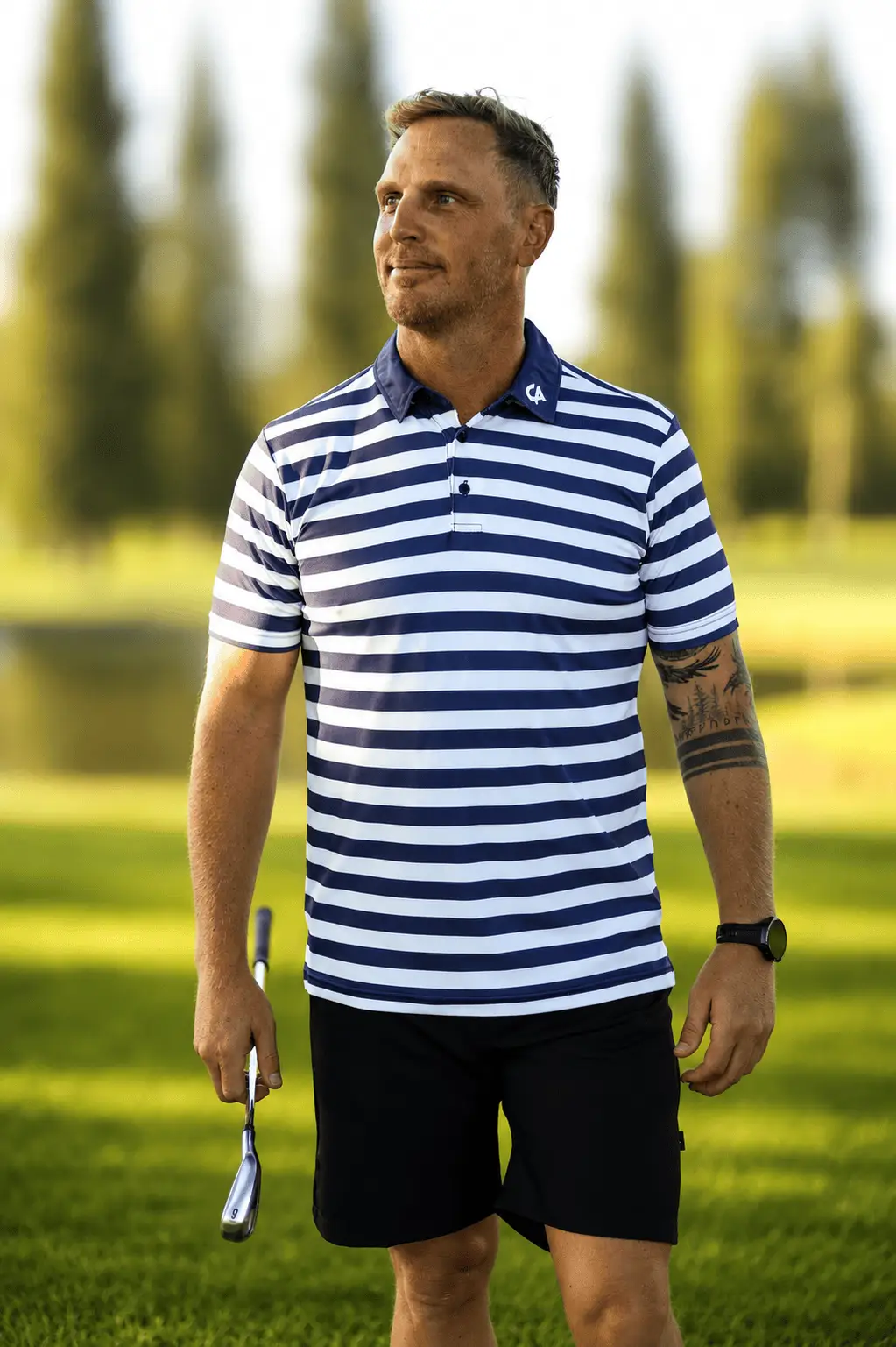 CA STRIPED GOLF SHIRTS | NAVY - Image 5