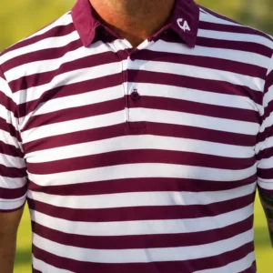 CA STRIPED GOLF SHIRTS | MAROON